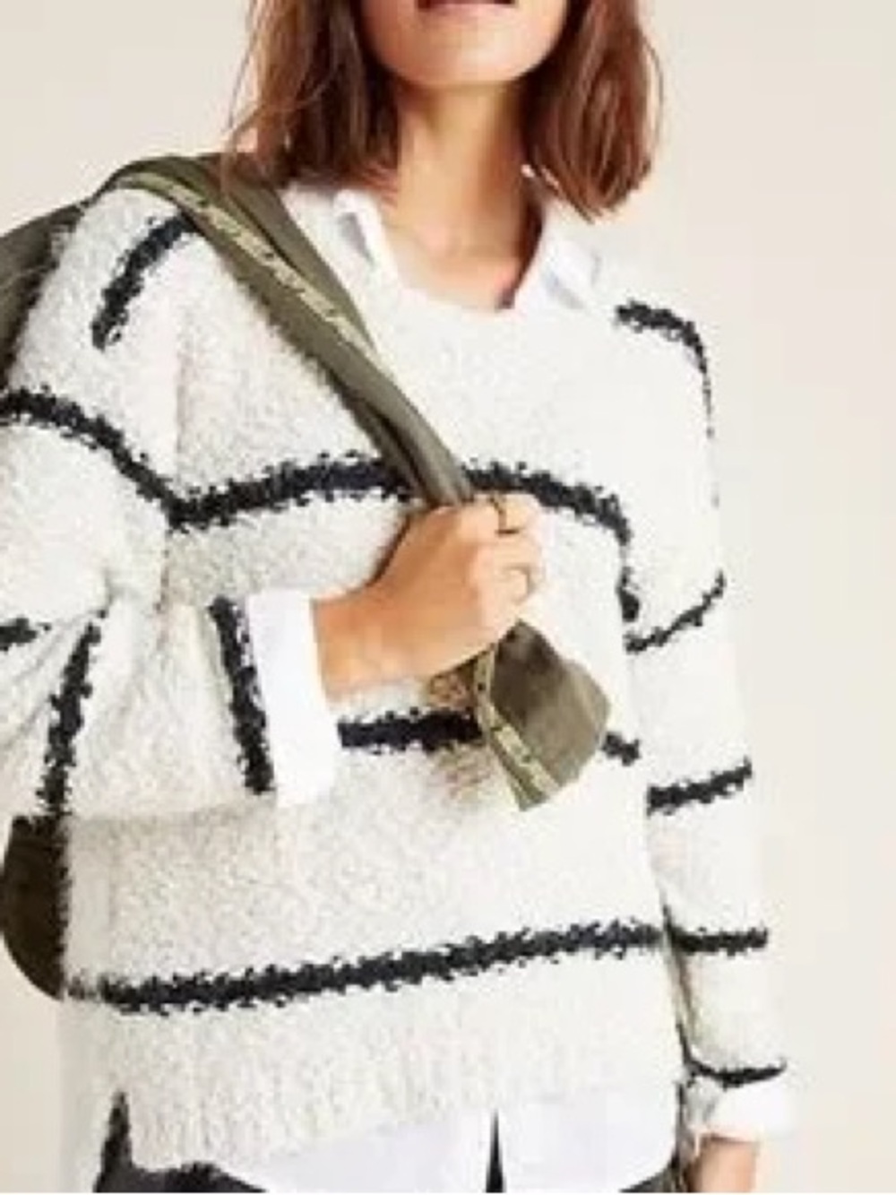 AMADI Via Anthropologie Jolie Textured Cozy Striped Women's Sweater